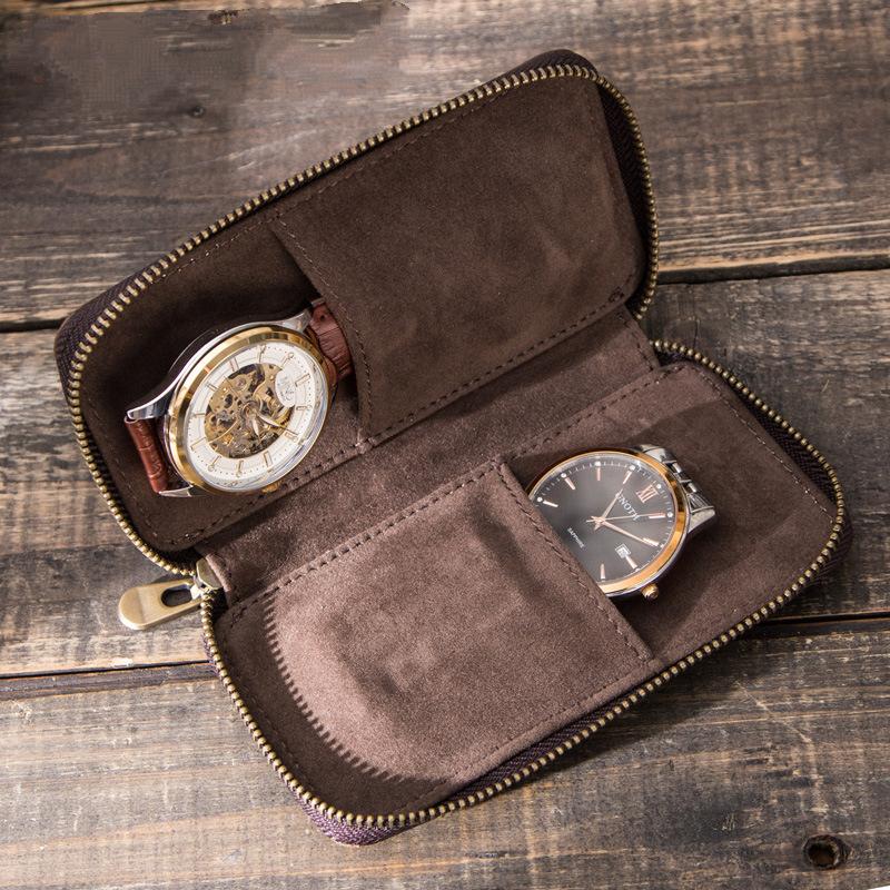 Vintage Handmade Leather Watch Storage Bag
