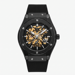 Cavallier Elite Black skeleton watch front view