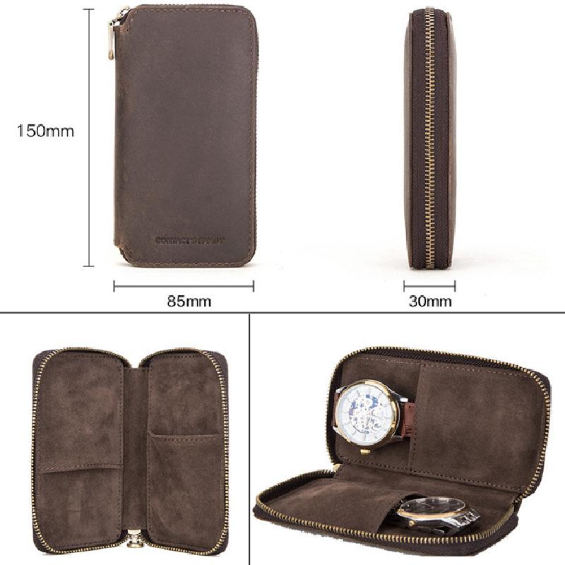 Vintage Handmade Leather Watch Storage Bag